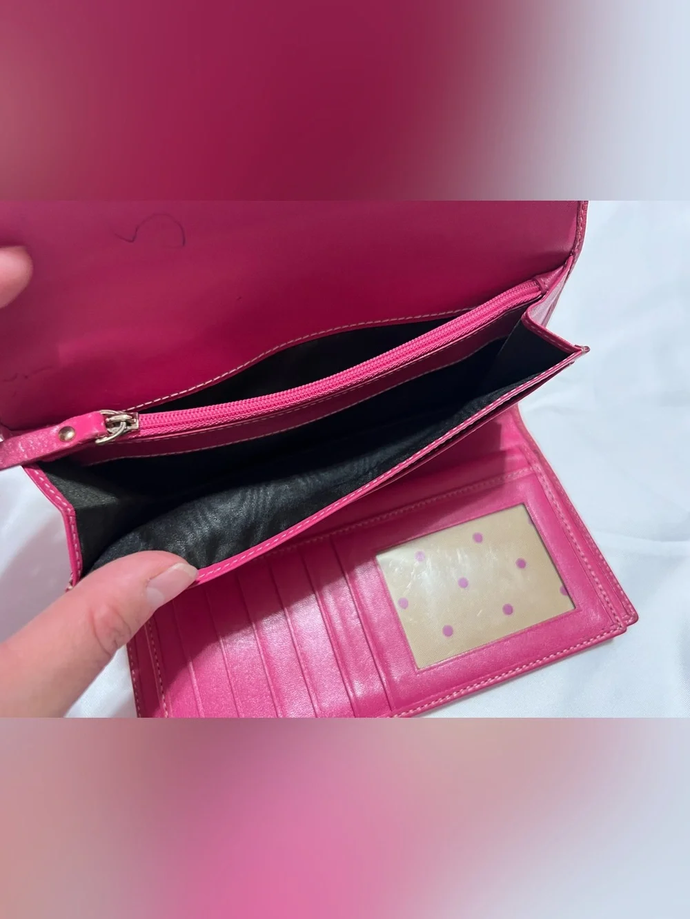 Vintage Kate Spade New York metallic gold & hot pink leather wallet